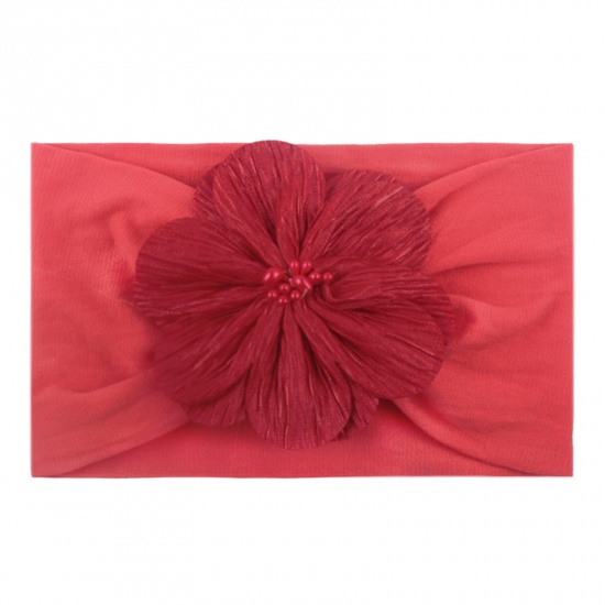 Picture of Nylon Baby Headband Flower Red 14cm x 10cm, 1 Piece