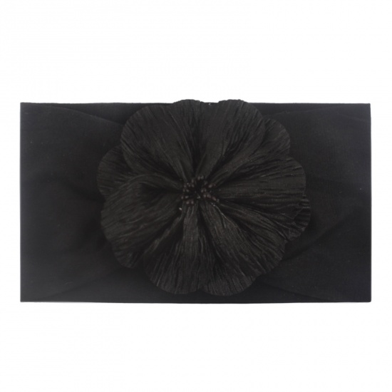 Picture of Nylon Baby Headband Flower Black 14cm x 10cm, 1 Piece
