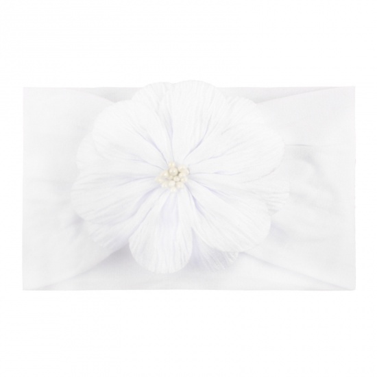 Picture of Nylon Baby Headband Flower White 14cm x 10cm, 1 Piece