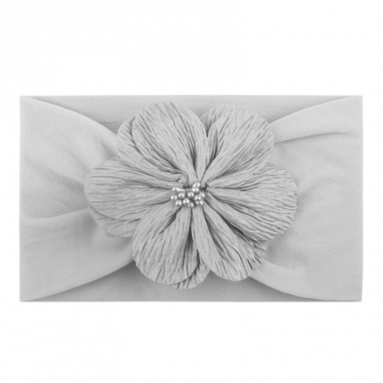 Picture of Nylon Baby Headband Flower Gray 14cm x 10cm, 1 Piece