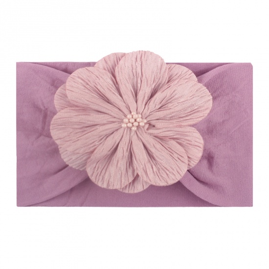 Immagine di Nylon Fascia per Capelli Fiore Colore Viola 14cm x 10cm, 1 Pz