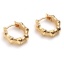 Immagine di Ottone orecchino cerchio 18K Vero Oro Placcato Forma di Bambù Anello 15mm x 14mm, Posta / Filo: (20 misura), 2 Pz