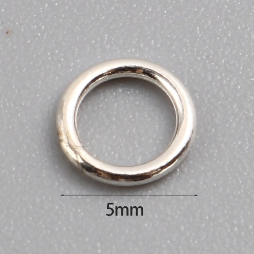 0.7mm スターリングシルバー 口閉じ丸カン 環状 銀メッキ 5mm 直径、 5 個 の画像