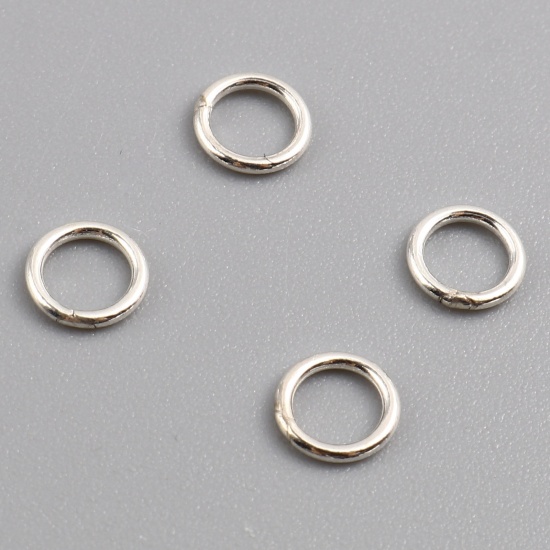 Picture of 0.7mm Sterling Silver Closed Soldered Jump Rings Findings Circle Ring Silver Plated 5mm Dia., 5 PCs