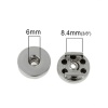 Picture of Zinc Based Alloy Snap Button Slide Beads Round Silver Tone Fit 18/20mm Snap Buttons 19mm( 6/8") Dia, Button Hole Size: 6mm( 2/8"), 2 PCs