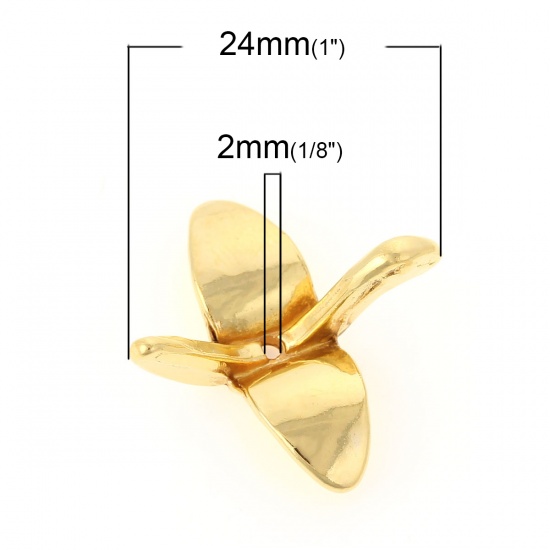 Picture of Zinc Based Alloy Beads Origami Crane Gold Plated About 24mm x 23mm, Hole:Approx 2mm, 30 PCs