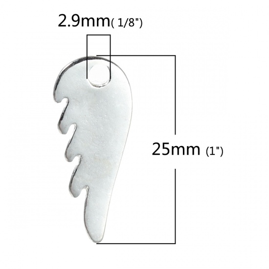 Immagine di Lega di Zinco Charm Ciondoli Ali Argento Placcato 25mm x 10mm , 20 Pz