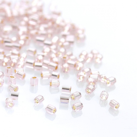 Image de (Japon Importation) Perles de Rocailles en Verre Rose Hexagone Argent Ligné, 2mm x 2mm, Taille du Trou: 0.8mm, 10 Grammes (Env. 140 PCs/Gramme)