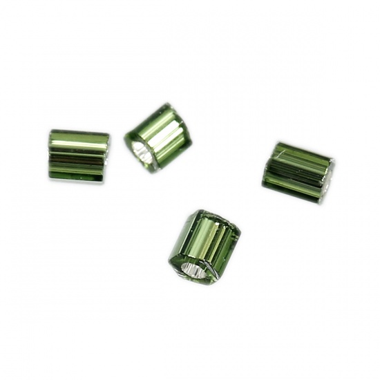 Image de (Japon Importation) Perles de Rocailles en Verre Vert Hexagone Argent Ligné, 2mm x 2mm, Taille du Trou: 0.8mm, 10 Grammes (Env. 140 PCs/Gramme)