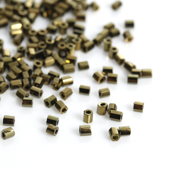 Immagine di (Japan Importazione) Vetro Seme Perline Esagono Oro Antico Circa 2mm x 2mm, Foro: Circa 0.8mm, 10 Grammi (Circa 140 Pz/Grammo)