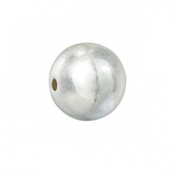Picture of Sterling Silver Spacer Beads Round Platinum Plated About 8.0mm( 3/8") Dia, Hole:Approx 1.5mm, 1 Gram (Approx 1 Piece/Gram)