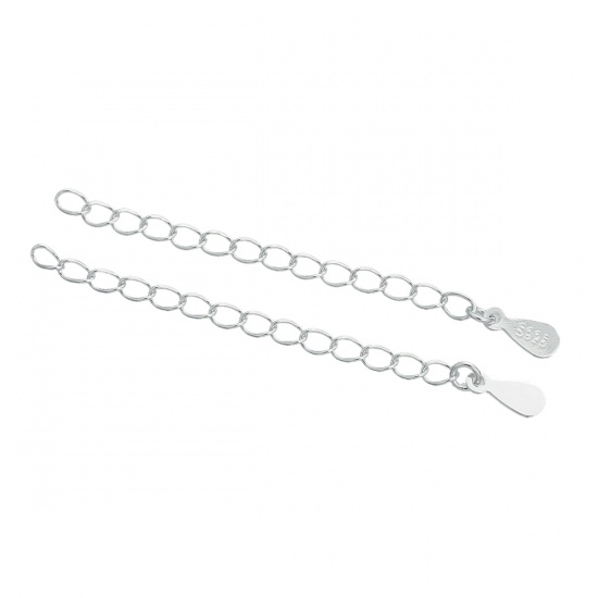 Picture of Sterling Silver Extender Chain For Jewelry Necklace Bracelet Silver With Drop Pendant 5.1cm(2"), 1 Piece