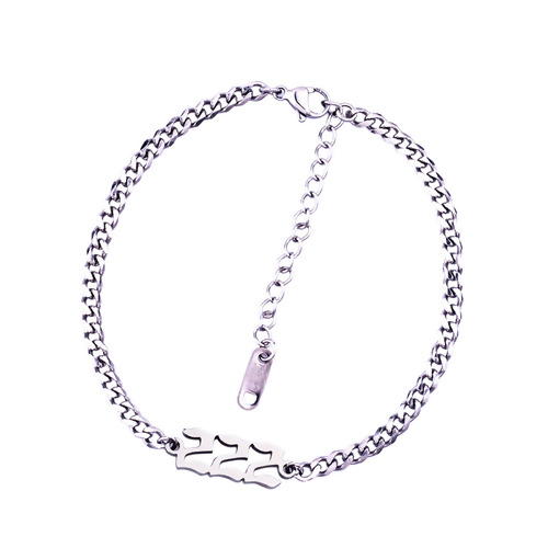 Изображение Stainless Steel Link Curb Chain Bracelets Silver Tone Number Word Message " 222 " 20.5cm(8 1/8") - 20cm(7 7/8") long, 1 Piece