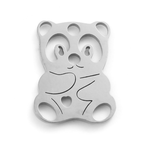 Picture of Stainless Steel Charms Bear Animal Silver Tone 15mm x 11.5mm, 2 PCs