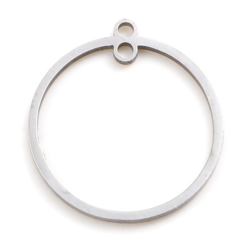 Picture of Stainless Steel Charms Circle Ring Silver Tone 22mm x 20mm, 2 PCs