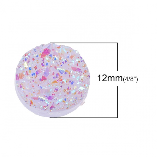 Picture of Druzy /Drusy Resin Dome Seals Cabochon Round Mauve AB Color 12mm( 4/8") Dia, 20 PCs