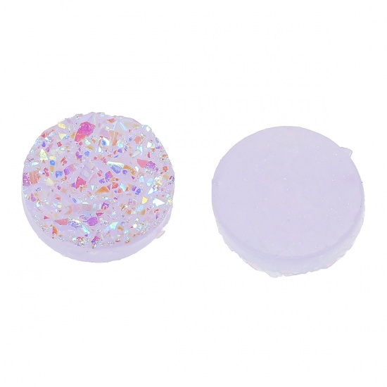 Picture of Druzy /Drusy Resin Dome Seals Cabochon Round Mauve AB Color 12mm( 4/8") Dia, 20 PCs