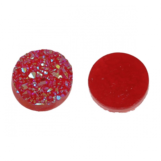 Picture of Druzy /Drusy Resin Dome Seals Cabochon Round Red AB Color 12mm( 4/8") Dia, 20 PCs