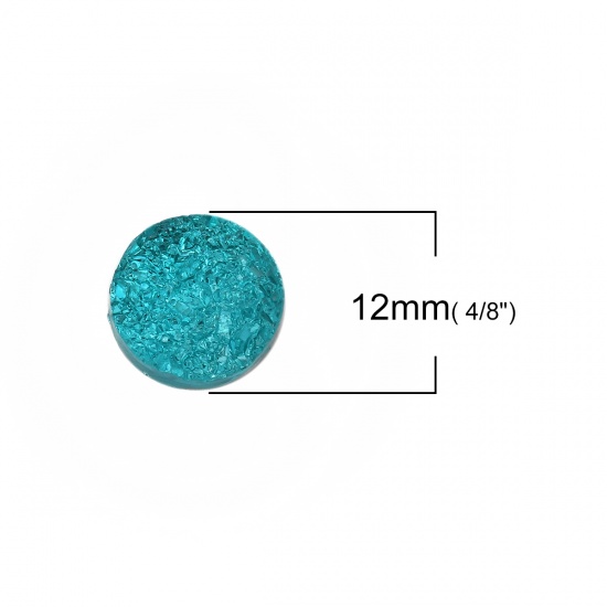 Bild von Harz Druzy Dom Cabochon Verzierung Rund Azurblau 12mm D., 20 Stück