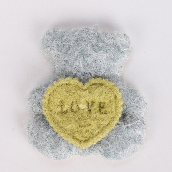 Immagine di Feltro Applique Blu Chiaro Orso Cuore Lettere " LOVE " 4cm x 3.5cm, 5 Pz