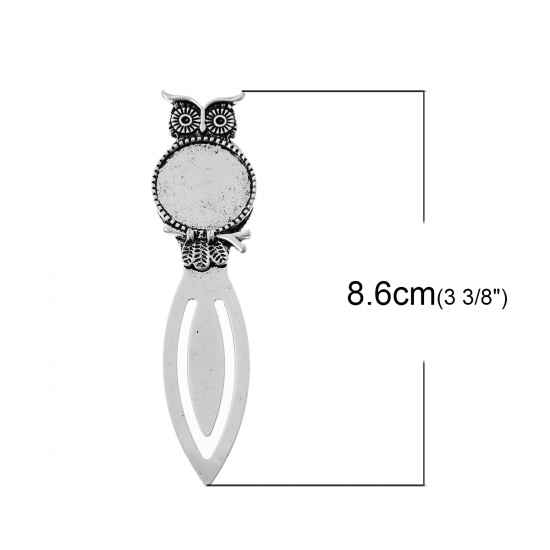 Immagine di Lega di Zinco Segnalibro Halloween Gufo Argento Antico Basi per Cabochon (Adatto 20mm) (Adatto ss6 Strass) 86mm x 22mm, 3 Pz