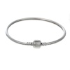 Picture of Copper European Style Charm Bangles Round Silver Tone W/ Stopper Clip 22.5cm(8 7/8") long, 1 Piece