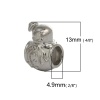 Bild von Kupfer European Stil Charm Großlochperlen Weihnachten Schneemann Silberfarbe etwa 13mm x 9mm, Loch:Ca 4.9mm, 2 Stücke