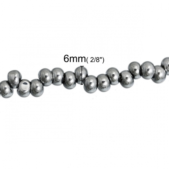 ガラスビーズ 滴 銀灰色 約 6mm x5mm、 穴：約 2mm 38.5cm長さ、 1 連 （約 100PCS /一連） の画像