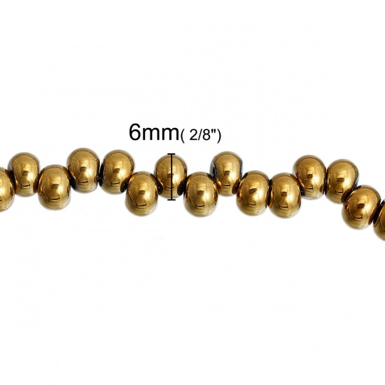 Picture of Glass Loose Beads Drop Golden About 6mm x5mm, Hole: Approx 2mm, 38.5cm long, 1 Strand (Approx 100 PCs/Strand)