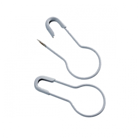 Picture of Brass Safety Pins Brooches Findings White 22mm( 7/8") x 10mm( 3/8") - 21mm x 9mm, 100 PCs                                                                                                                                                                     