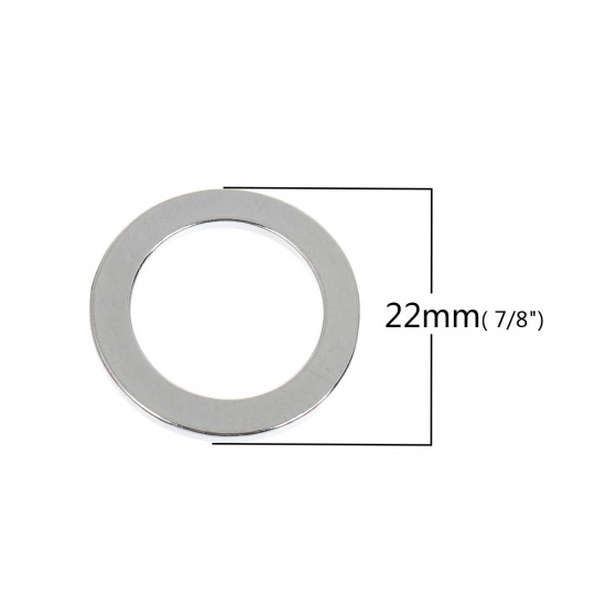 Immagine di Lega di Zinco Charm Ciondoli Anello Argento Placcato 22mm Dia, 10 Pz