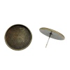 Image de Boucles d'Oreilles Puces Supports à Cabochons Diaen Laiton Forme Rond Bronze Antique avec Embouts (Cabochon Rapportable 20mm Dia.) 22mm x 13mm, Epaisseur de Fil: (21 gauge), 10 Pcs                                                                          