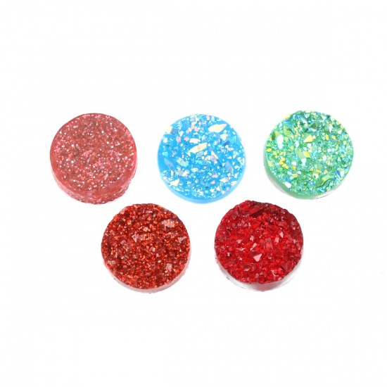 Picture of Druzy /Drusy Fixed Resin Dome Seals Cabochon Round Mixed 12mm( 4/8") Dia, 20 PCs