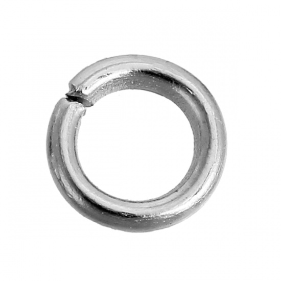 Picture of (18 gauge) Iron Based Alloy Open Jump Rings Findings Round Silver Tone 5mm Dia, 11625 PCs/1000g