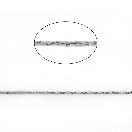 Imagen de Acero Inoxidable Link Crimpable Cadena Tono de Plata 1x1mm, 1 M