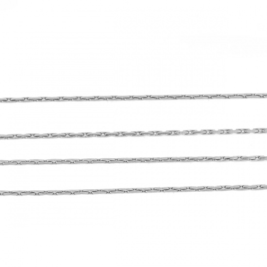 Imagen de Acero Inoxidable Link Crimpable Cadena Tono de Plata 1x1mm, 1 M