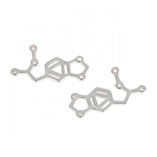 Picture of Zinc Based Alloy MDMA Molecule Chemistry Science Connectors Findings Silver Tone 31mm x 18mm, 10 PCs