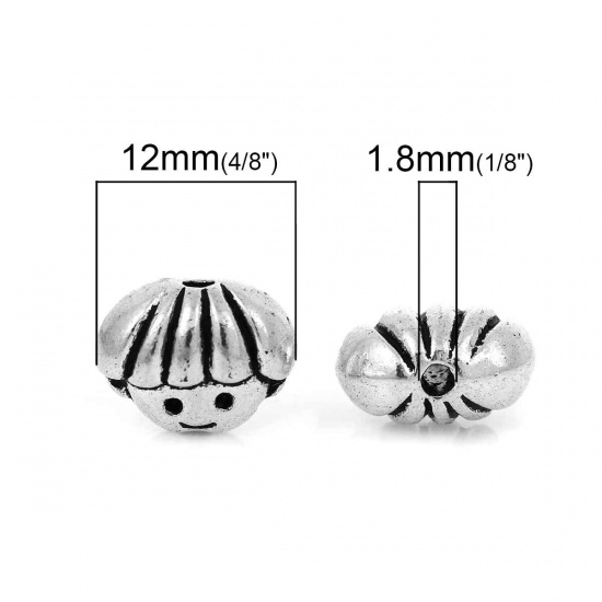 Picture of Zinc Based Alloy 3D Beads Boy Head Antique Silver Color About 12mm x 9mm, Hole: Approx 1.8mm, 30 PCs