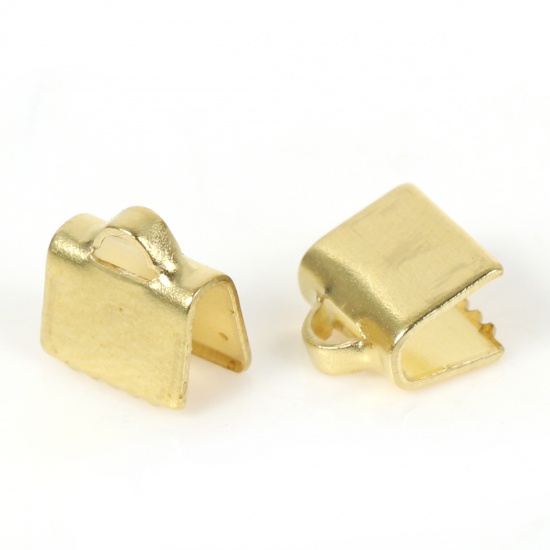 Bild von Messing Schnur Endkappen Für Halskette oder Armband Aktentasche Vergoldet 7mm x 7mm, 50 Stücke