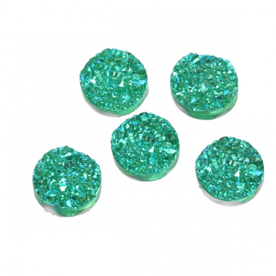 Picture of Druzy /Drusy Resin Dome Seals Cabochon Round Green AB Color 12mm( 4/8") Dia, 20 PCs