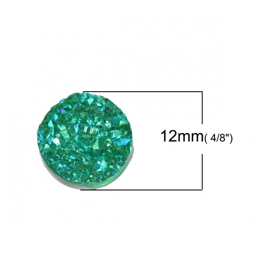 Picture of Druzy /Drusy Resin Dome Seals Cabochon Round Green AB Color 12mm( 4/8") Dia, 20 PCs