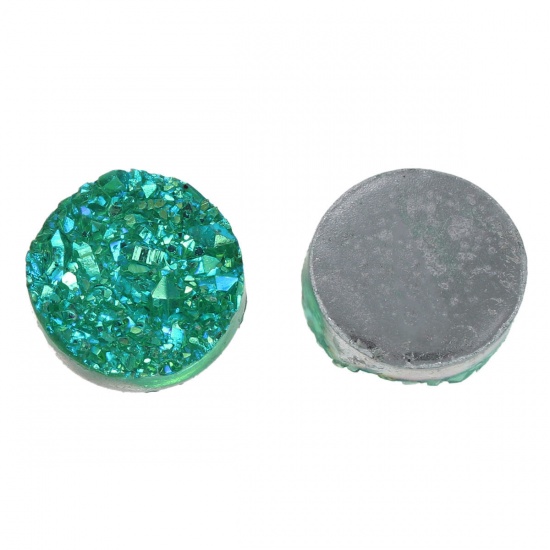 Picture of Druzy /Drusy Resin Dome Seals Cabochon Round Green AB Color 12mm( 4/8") Dia, 20 PCs