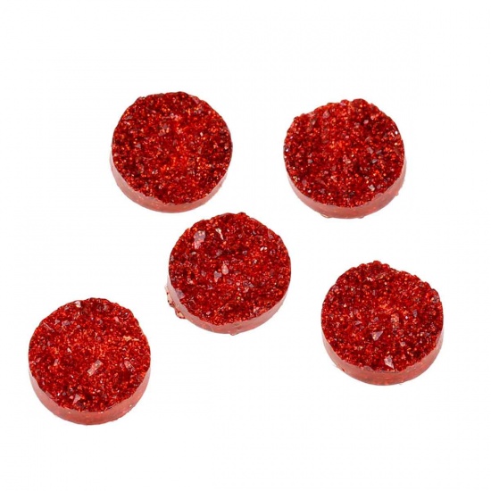 Picture of Druzy /Drusy Resin Dome Seals Cabochon Round Red 12mm( 4/8") Dia, 20 PCs