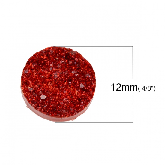 Picture of Druzy /Drusy Resin Dome Seals Cabochon Round Red 12mm( 4/8") Dia, 20 PCs