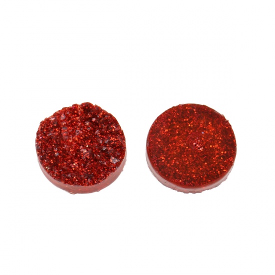 Picture of Druzy /Drusy Resin Dome Seals Cabochon Round Red 12mm( 4/8") Dia, 20 PCs