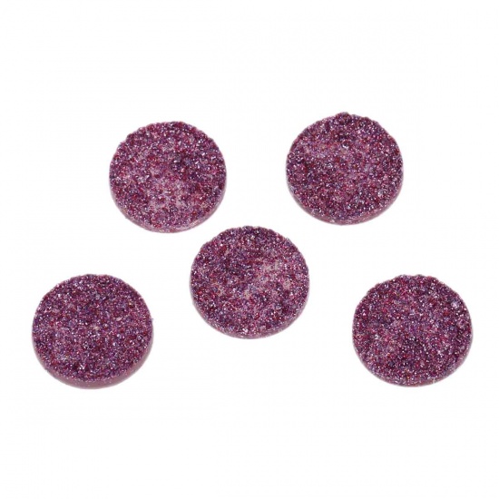 Picture of Druzy /Drusy Resin Dome Seals Cabochon Round Purple Glitter 12mm( 4/8") Dia, 20 PCs