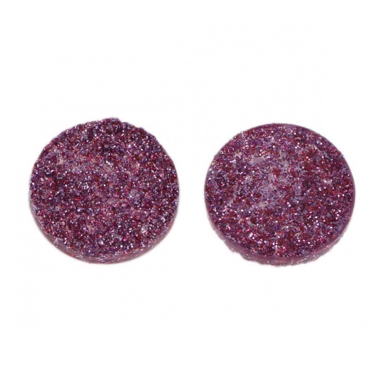 Picture of Druzy /Drusy Resin Dome Seals Cabochon Round Purple Glitter 12mm( 4/8") Dia, 20 PCs