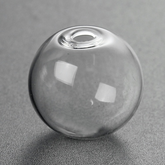 Picture of Transparent Glass Miniature Globe Bubble Bottle Vial Lightbulb Clear 20mm Dia., 5 PCs