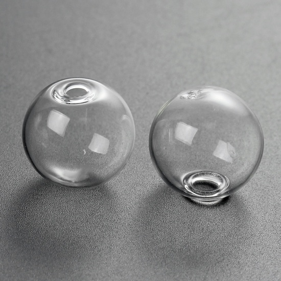 Picture of Transparent Glass Miniature Globe Bubble Bottle Vial Lightbulb Clear 20mm Dia., 5 PCs