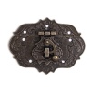 Picture of Zinc Based Alloy Cabinet Box Lock Catch Latches Antique Bronze Pattern Carved 77mm x38mm(3" x1 4/8") 68mm x48mm(2 5/8" x1 7/8"), 2 Sets